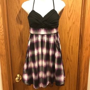 Purple and black plaid dress